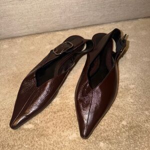 Zara Women's Brown Pointed Slingback Flats